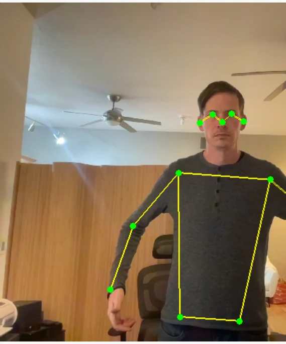 The same webcam reading a body pose