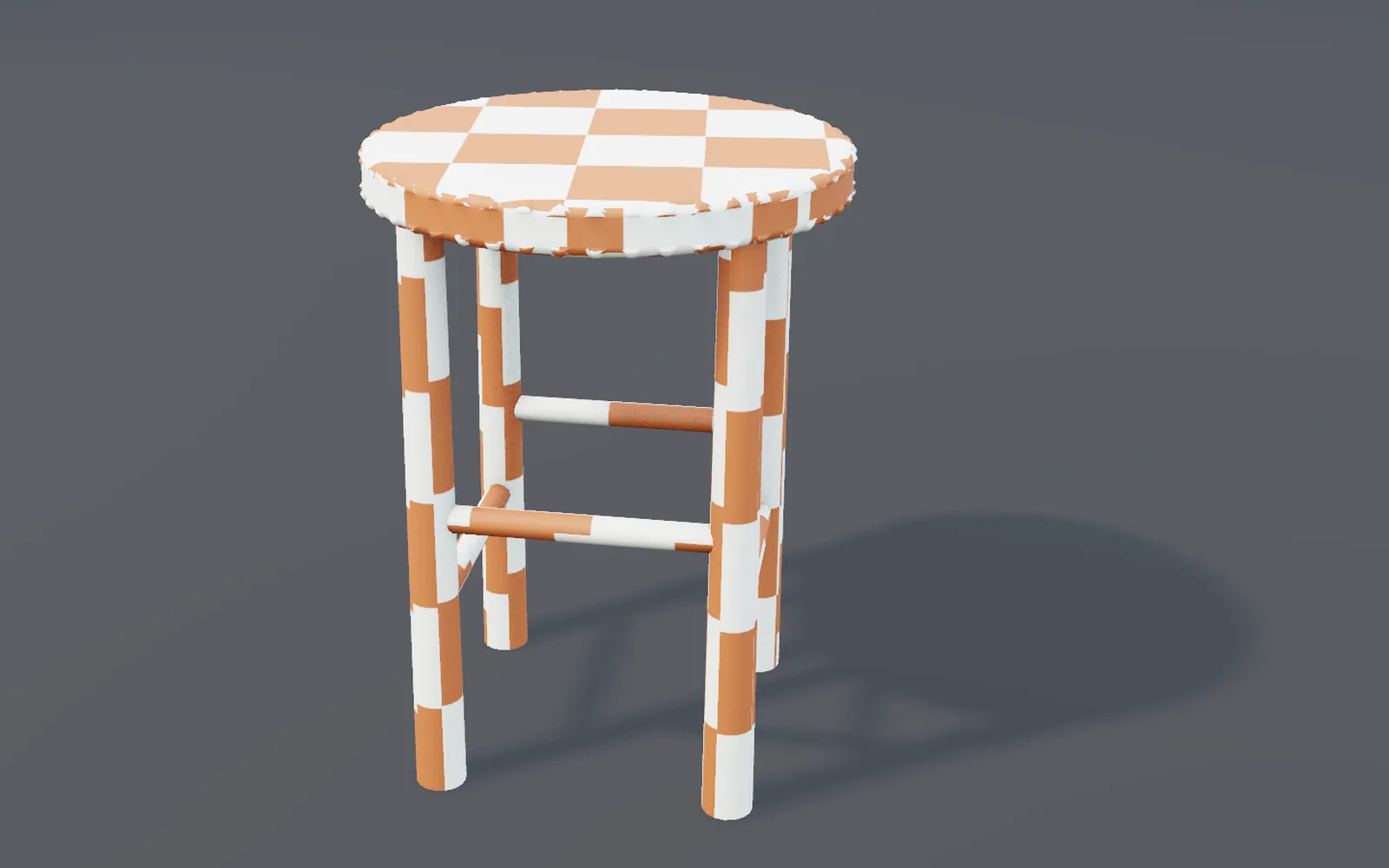 A stool with a checker pattern showing its UVs