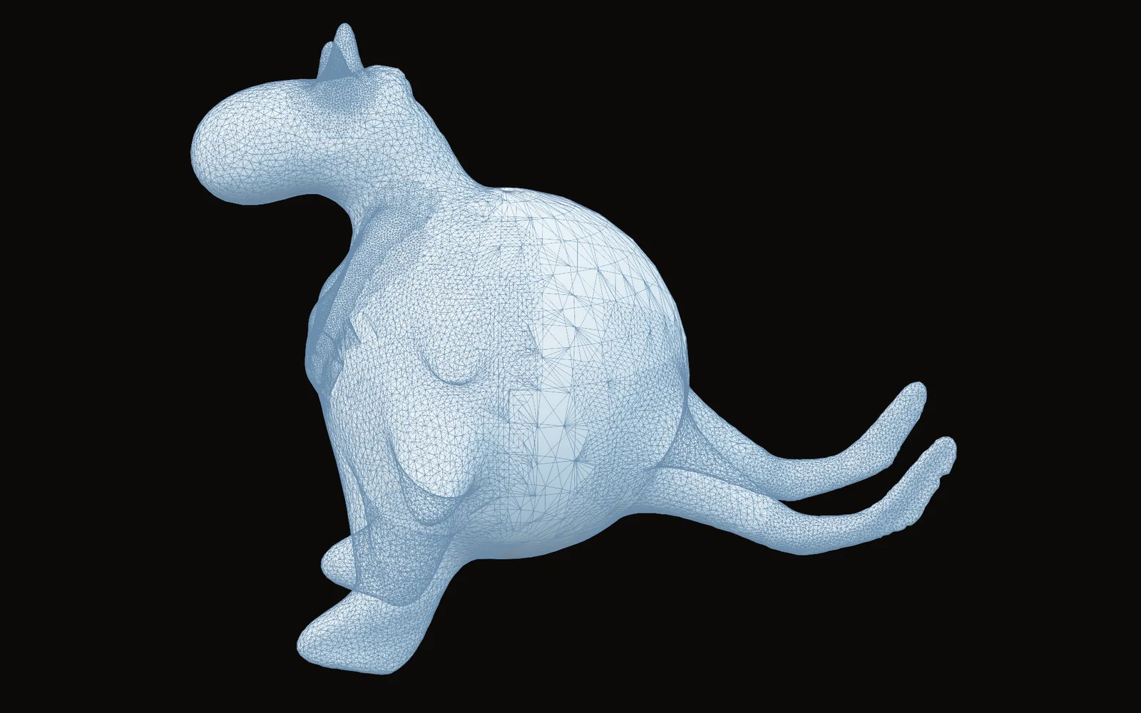 A sculpted creature with its mesh showing