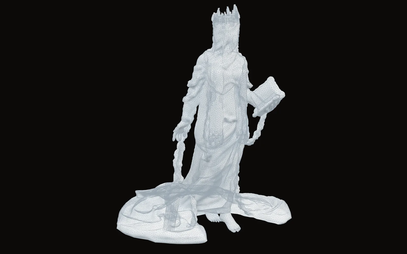 a scanned statue remeshed into even triangles, ready for the brushes