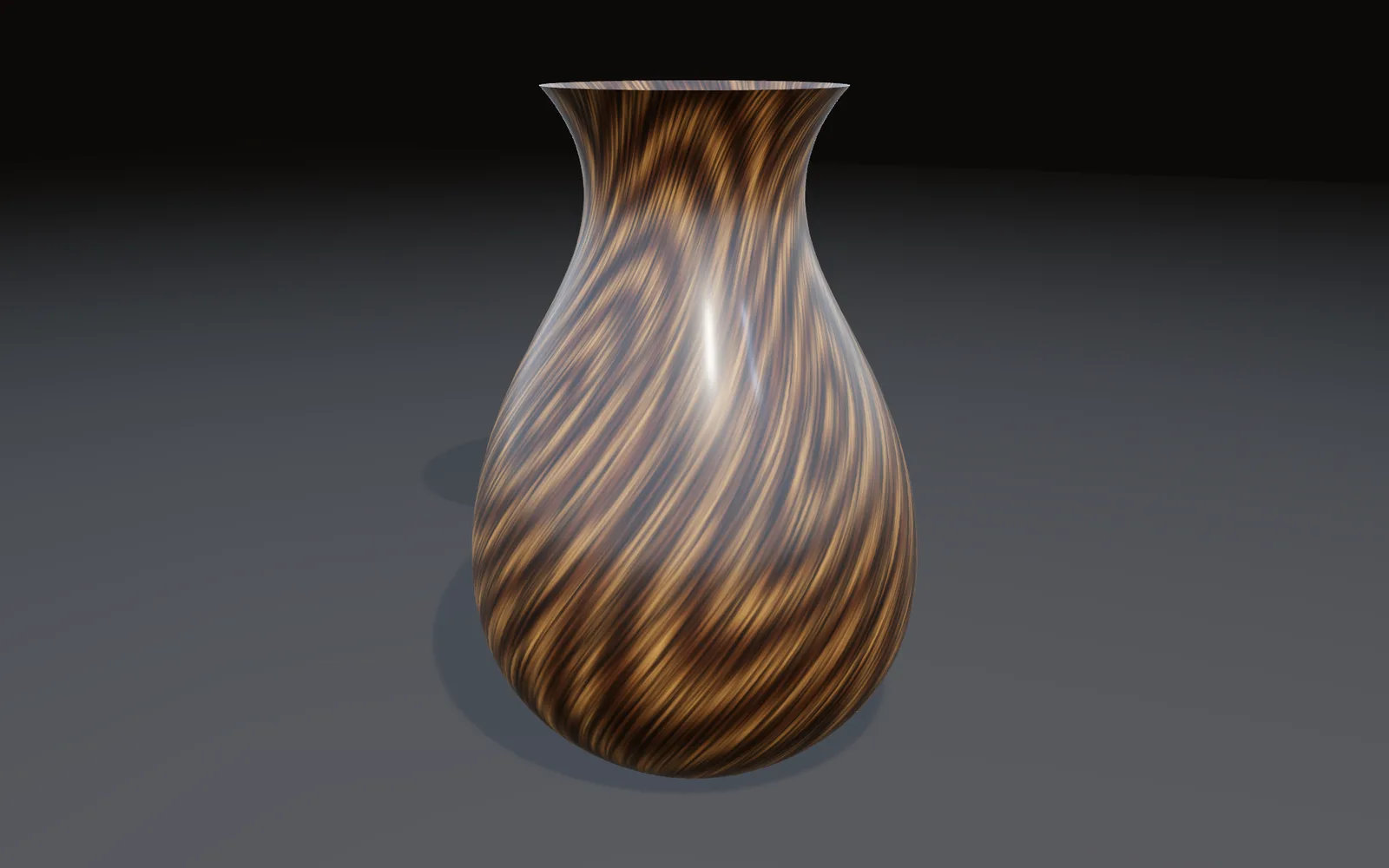 a vase outline revolved, then twisted, its wood grain spiraling up the side