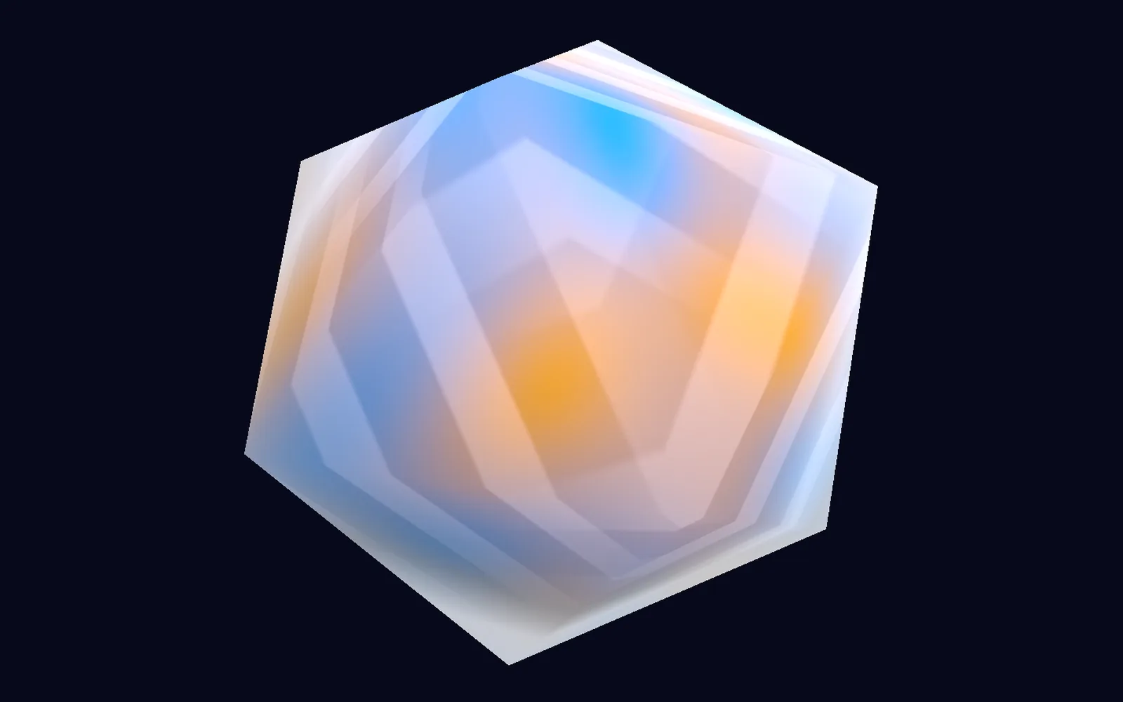 a faceted crystal shaded by a material written in a few lines of code