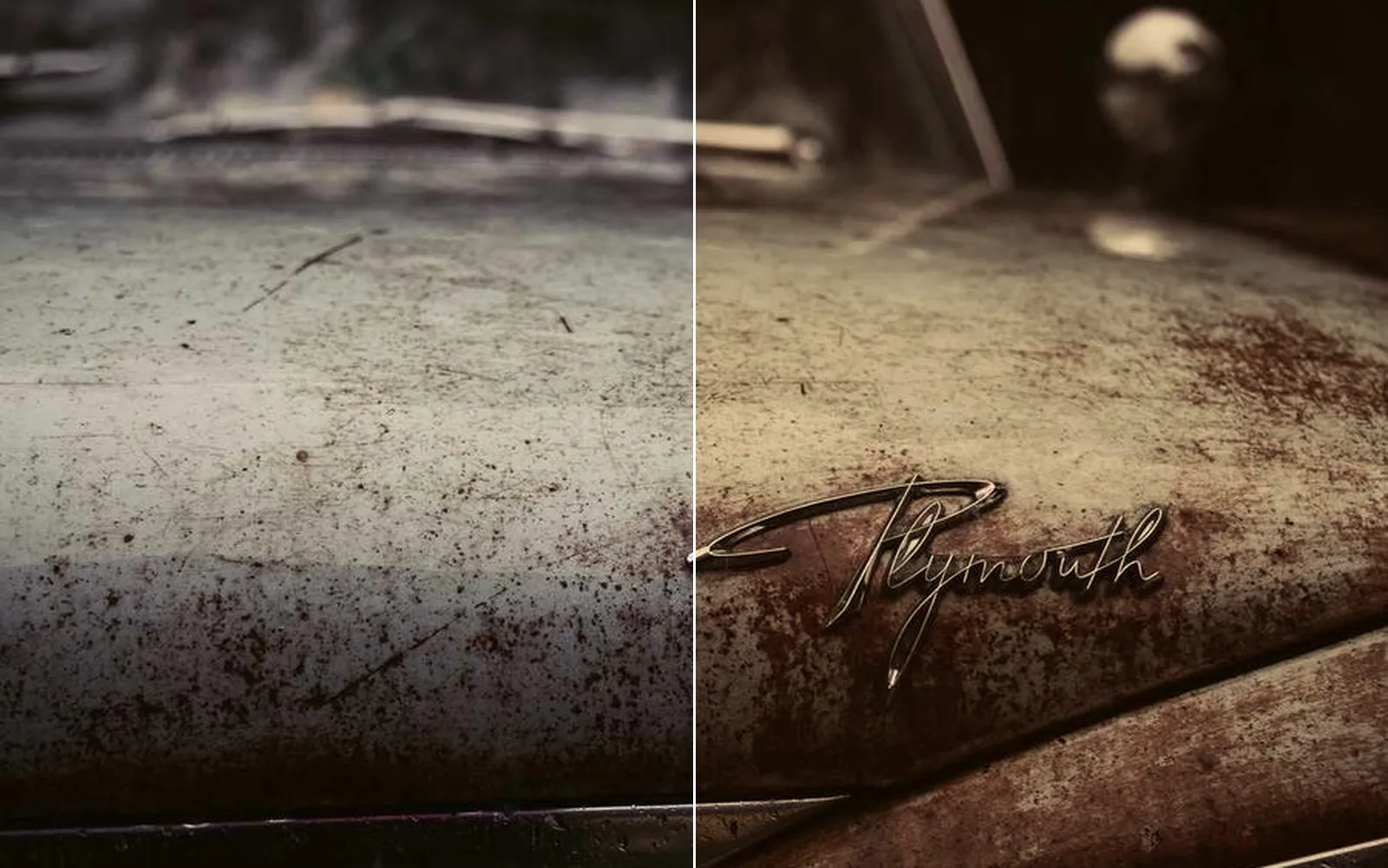 an old car before and after a warm .cube look