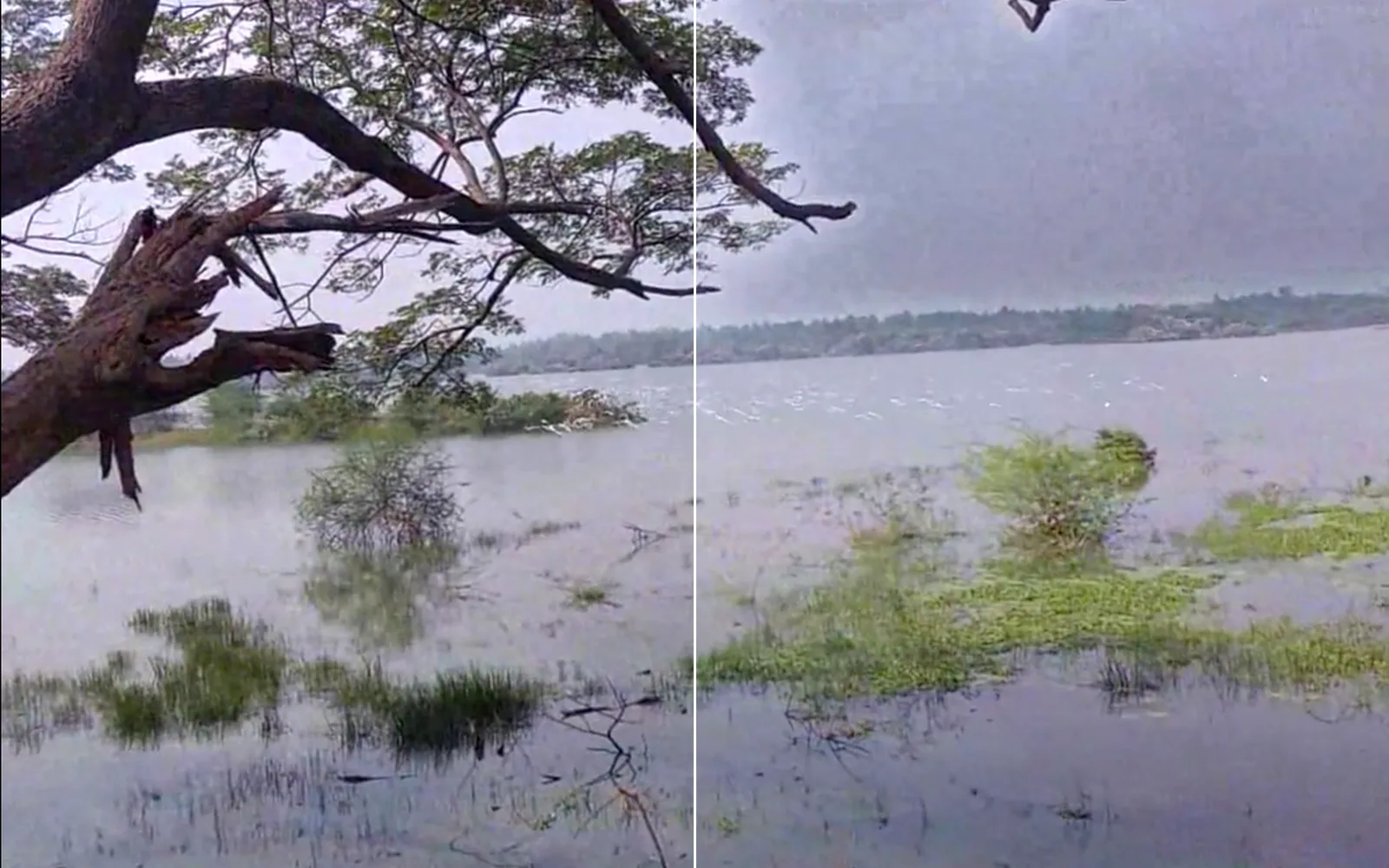 the lake shore leveled and cropped to 3:2, before and after the cooler sky and darker front
