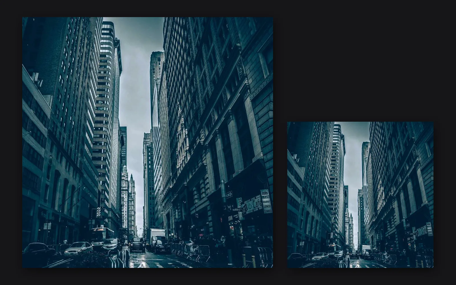 the print file beside the smaller web copy, saved from one design