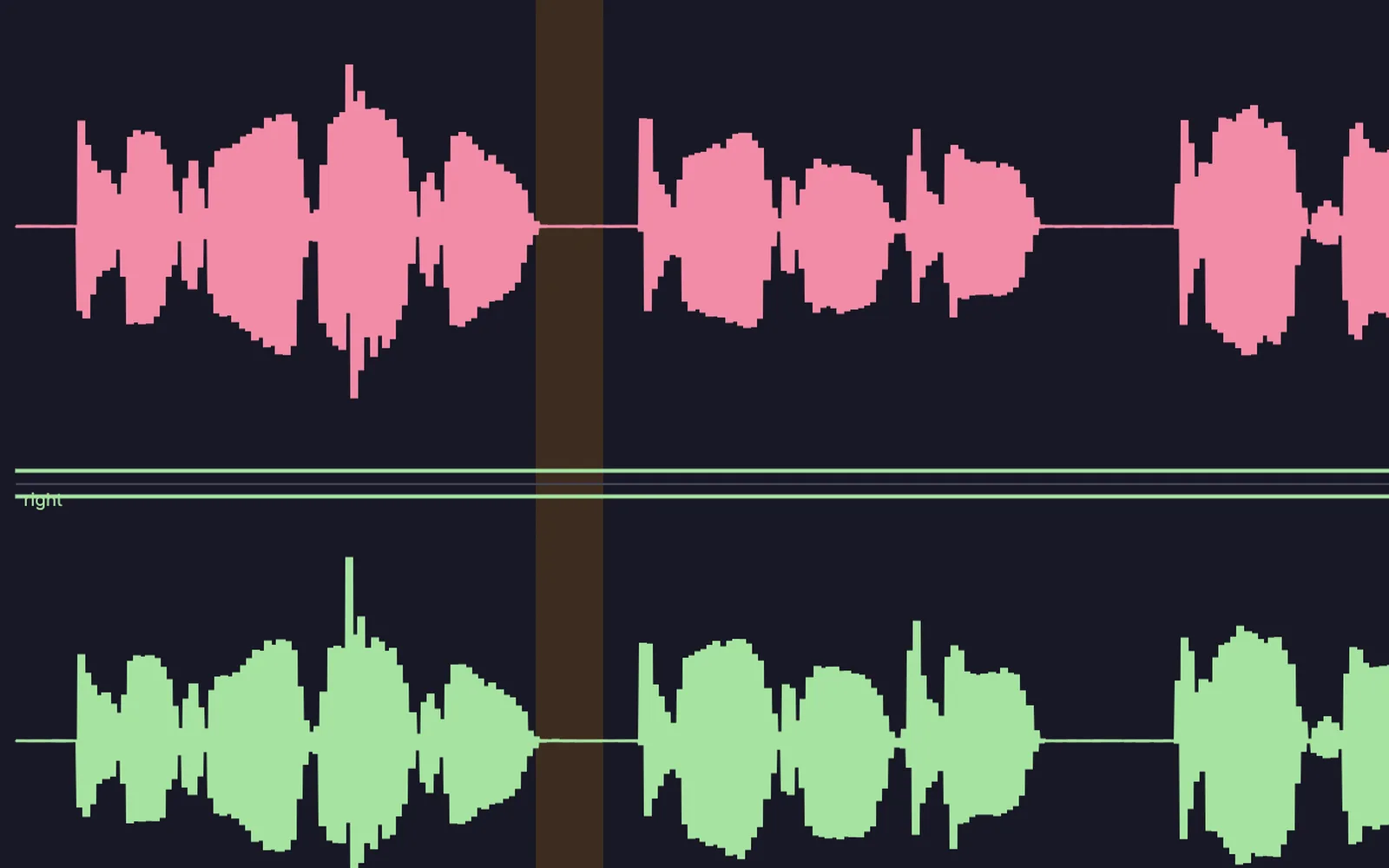 a podcast clip with a pause selected, ready to cut