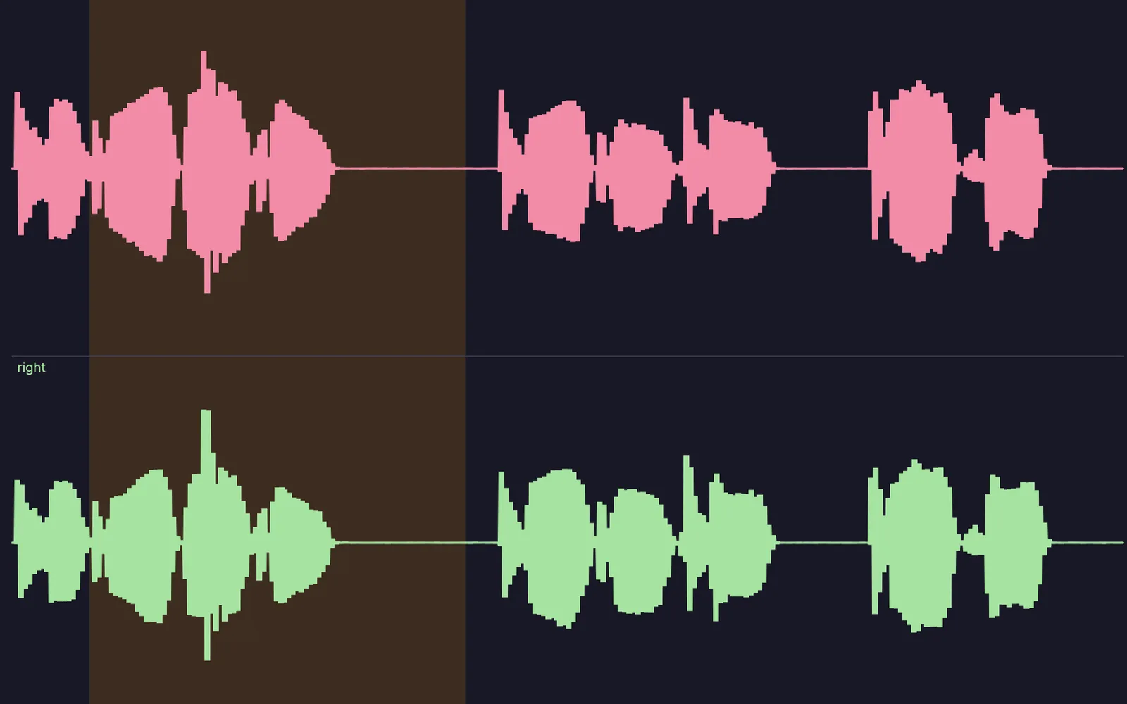 a voice take with its first phrase selected, ready to loop