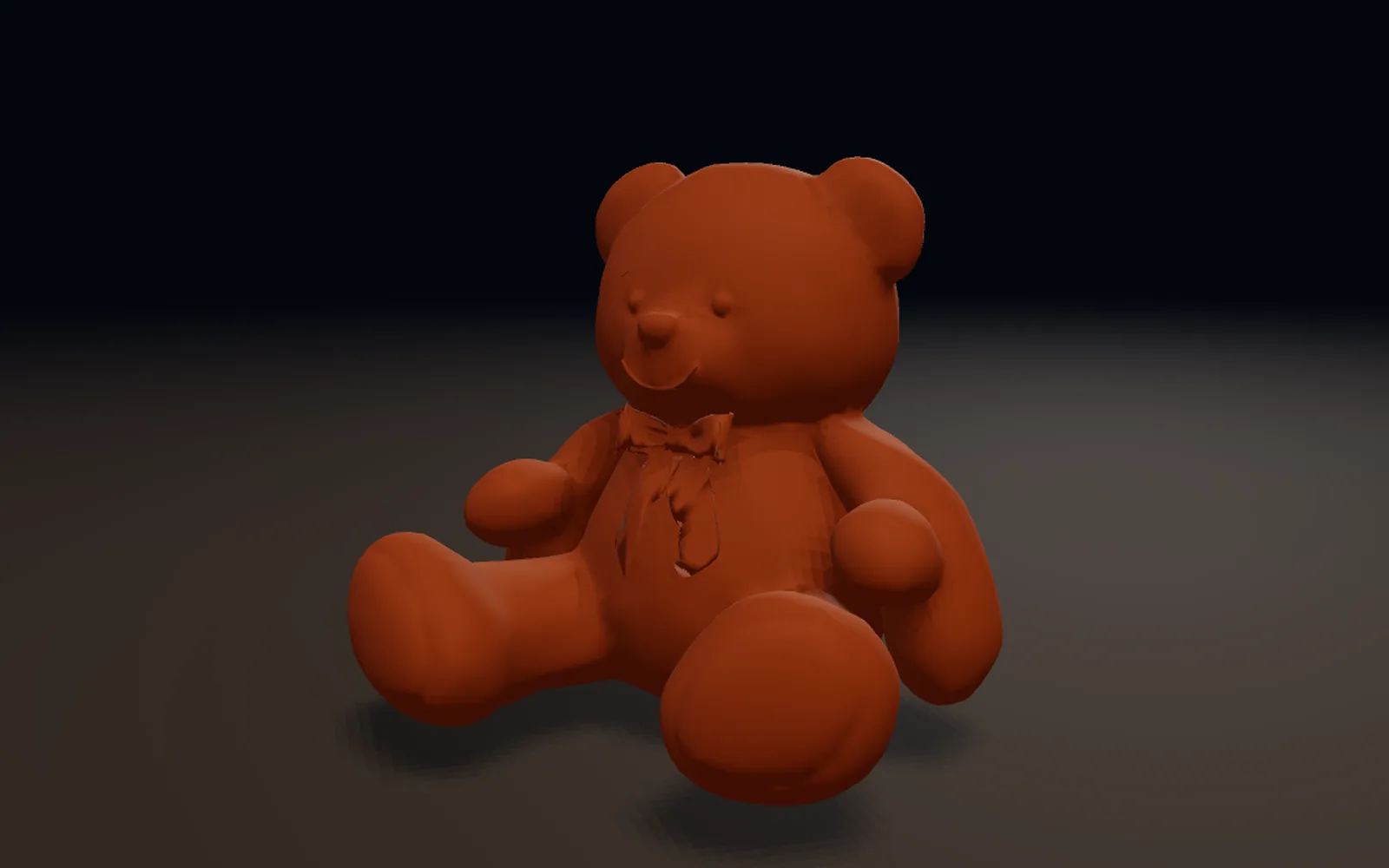 the teddy right after it lands, the stuffing pressing out against the cloth