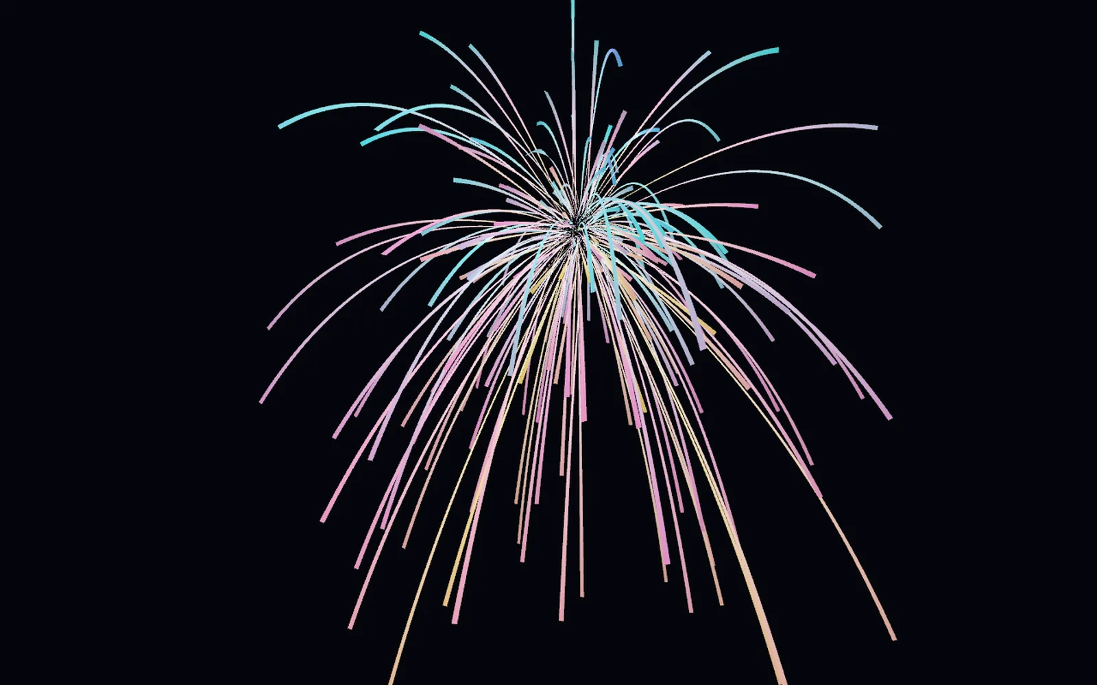 a burst of sparks blooming outward, trailing light