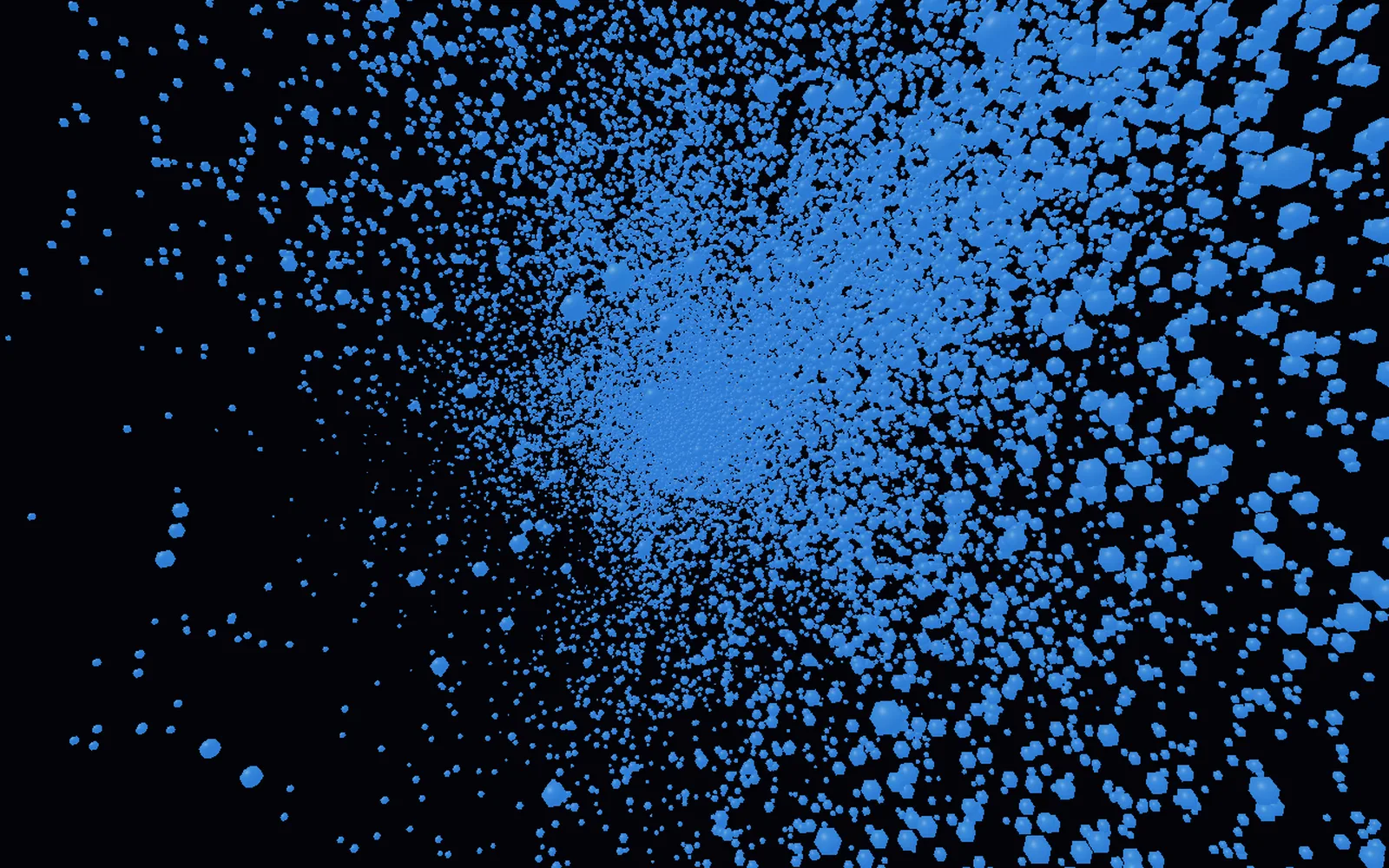 A swarm of blue shapes flocking together