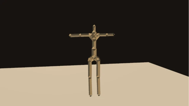 A bone figure dancing to a track