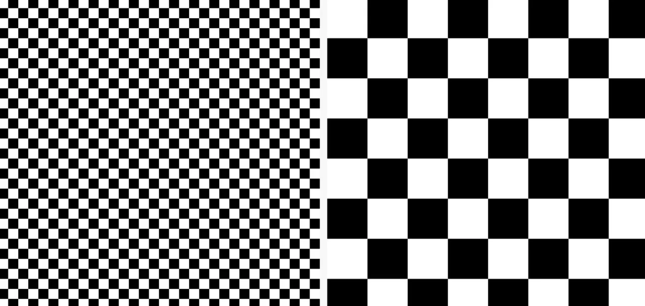 black and white stripe and checker patterns a projector throws for a camera to read
