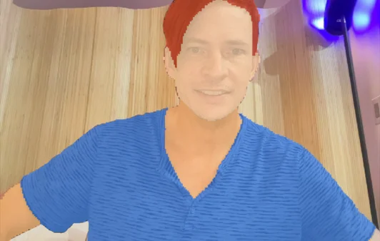 hair and shirt picked out on a webcam and tinted