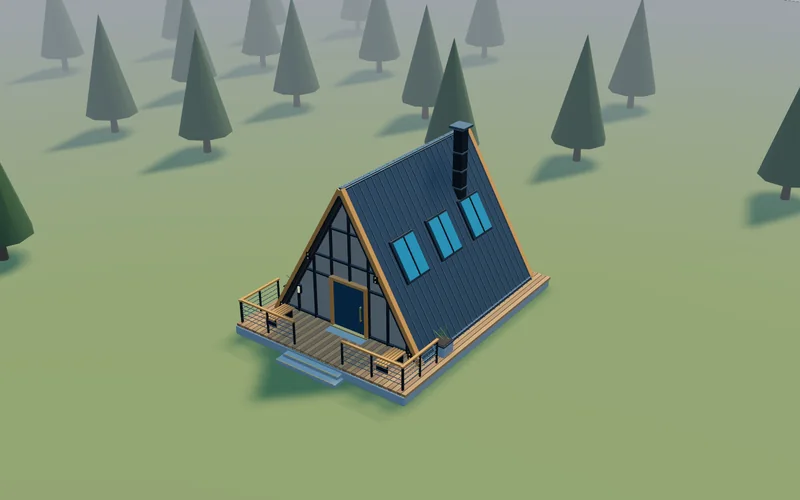 The cabin and its shadows in the midday
