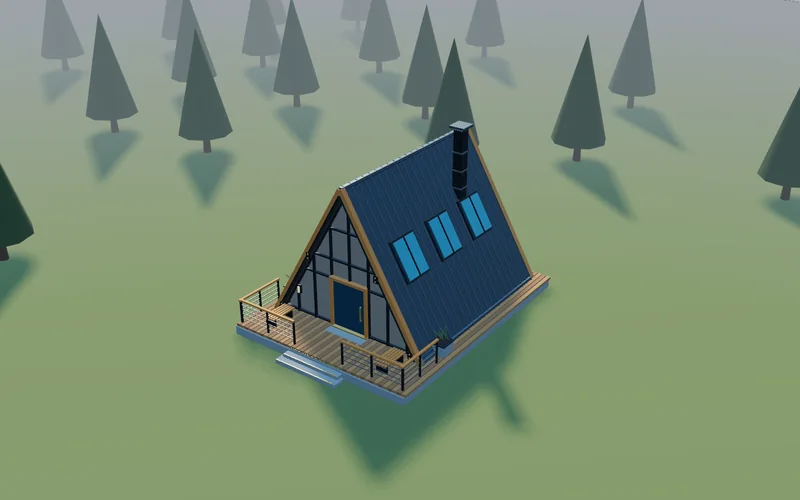 The cabin and its shadows in the afternoon