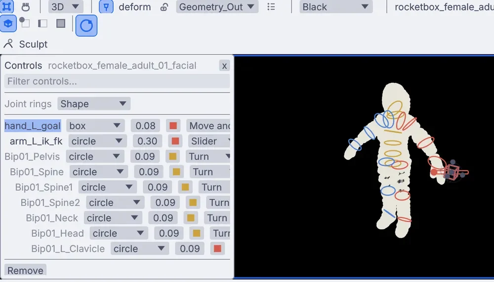 a control on every joint, with an IK and FK switch on the arm
