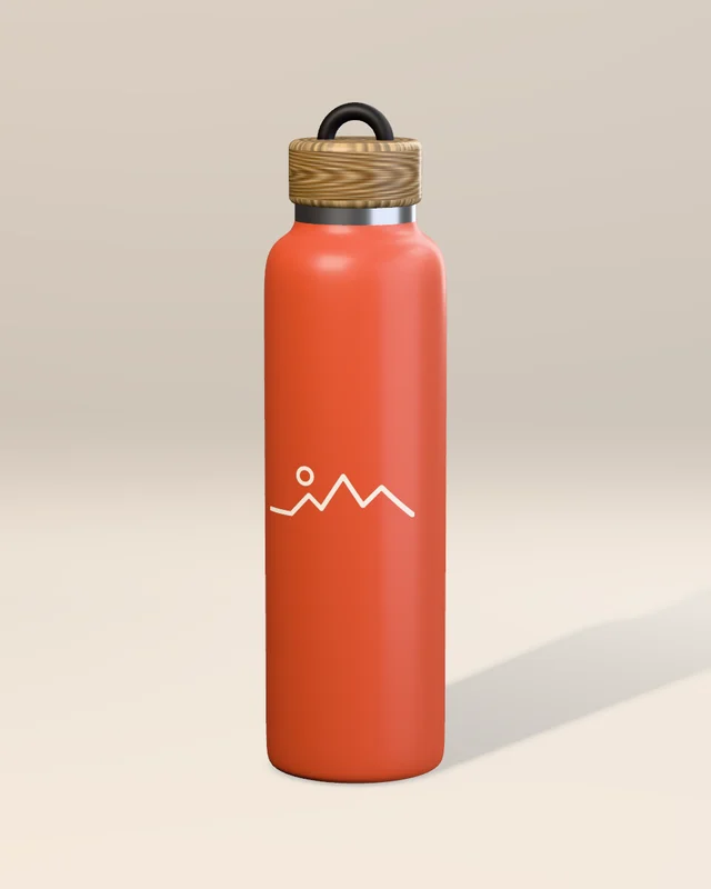 The terracotta bottle, lit for a catalog still