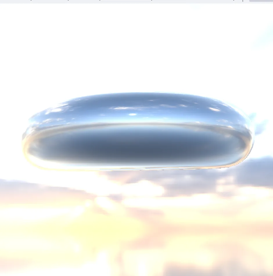 The demo as it opens: a chrome ring in a bright sky.