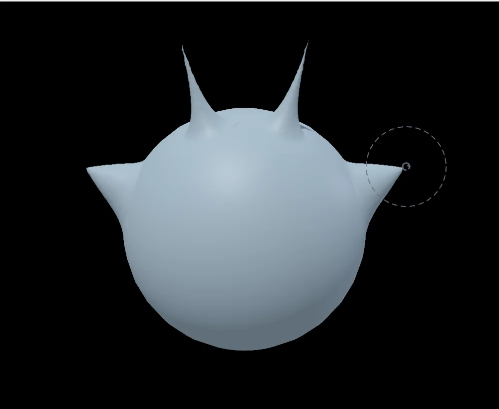 Horns on top and an ear on each side, one stroke each.