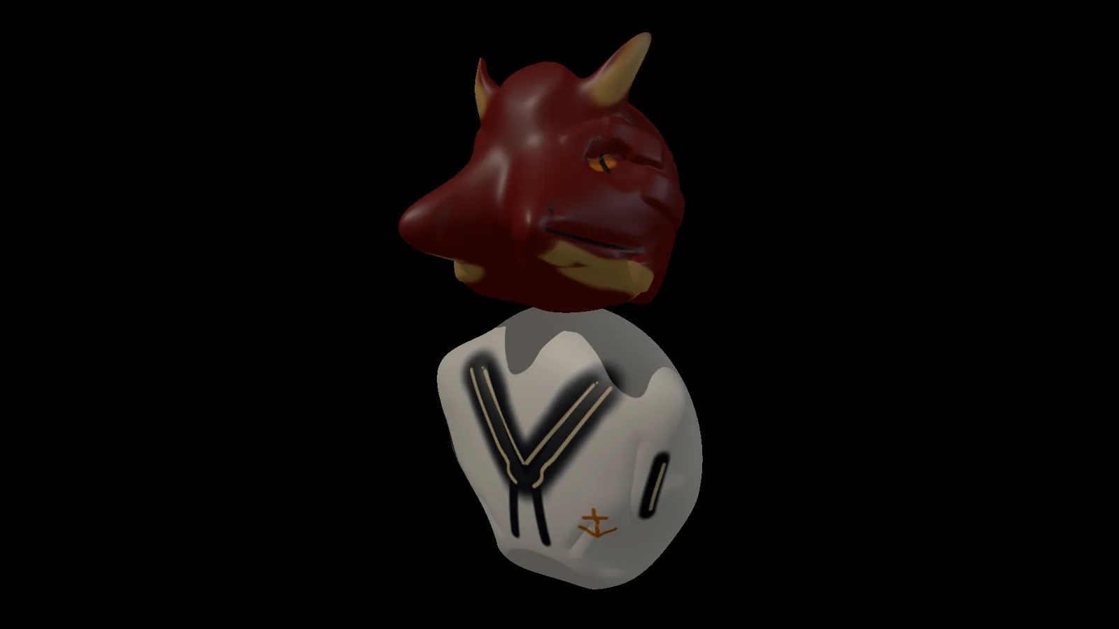 a dragon in a sailor top, sculpted and painted