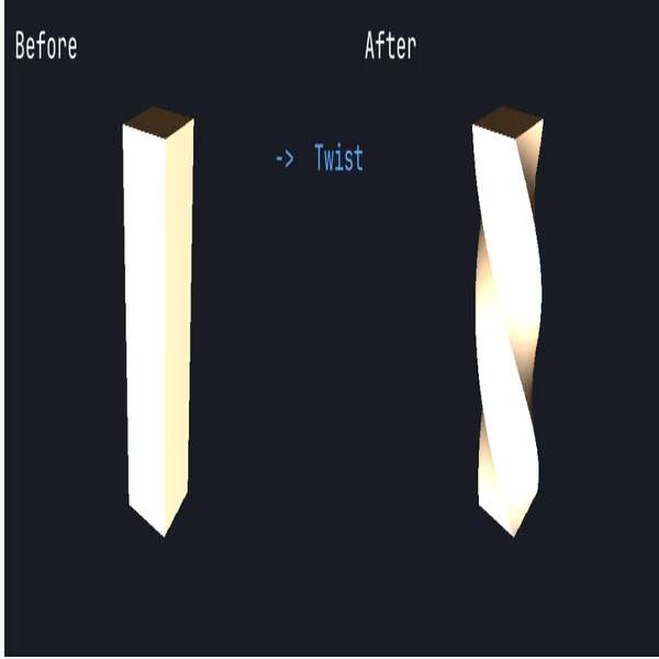 a column, before and after a twist