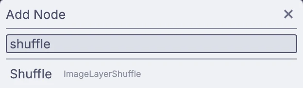 quick-add with shuffle typed, offering Shuffle