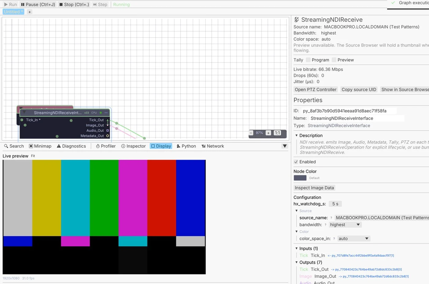 a live NDI frame