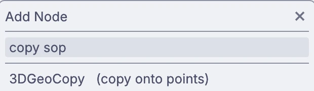 quick-add with copy sop typed, offering 3DGeoCopy