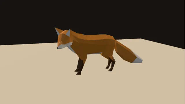 A low-poly fox on a warm floor