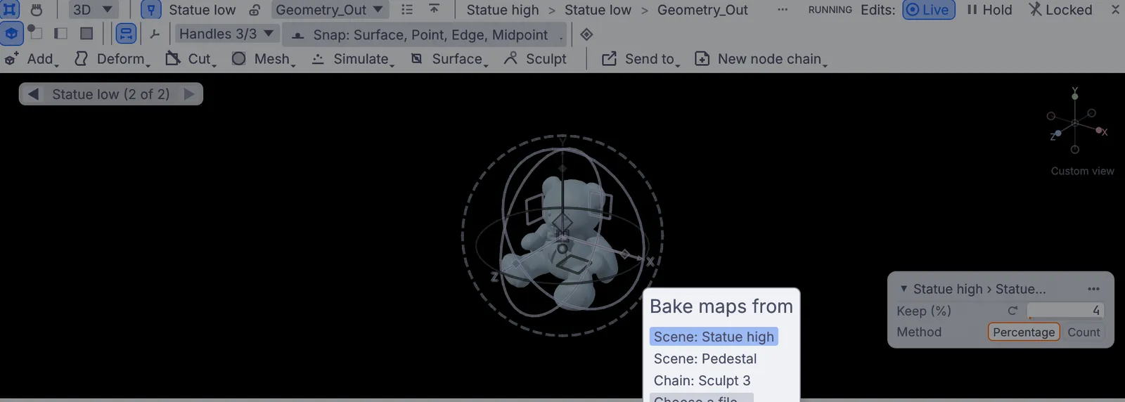 baking a detailed statue onto its light version