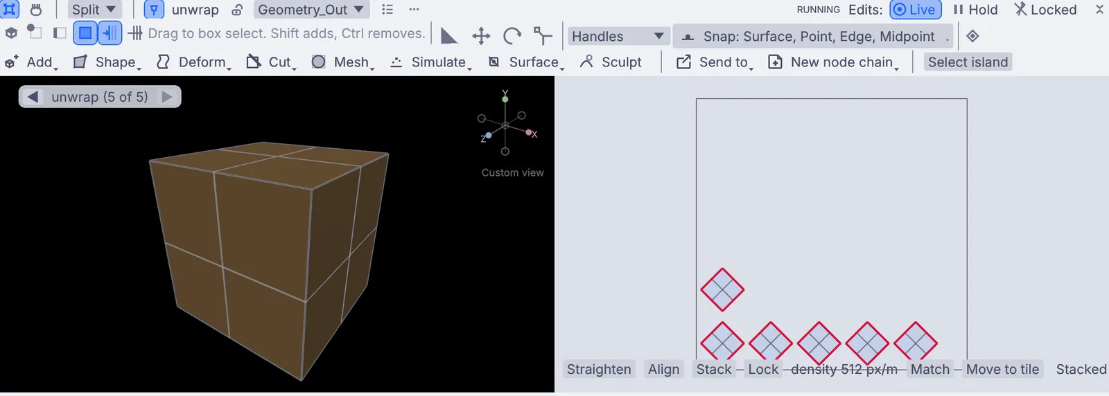 a box and its islands, side by side