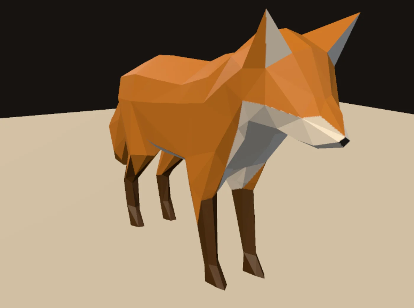 A low-poly fox, rigged and skinned