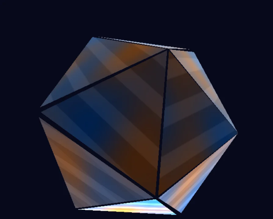 A faceted crystal shaded by a hand-written material