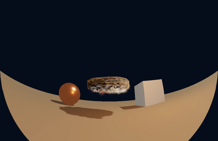 A 180 degree fisheye dome master of a small courtyard